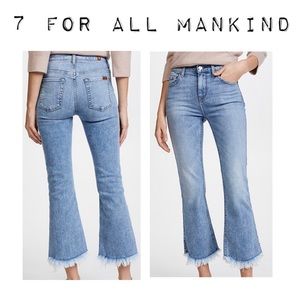 7FAM Cropped Ali Distressed Frayed Jeans